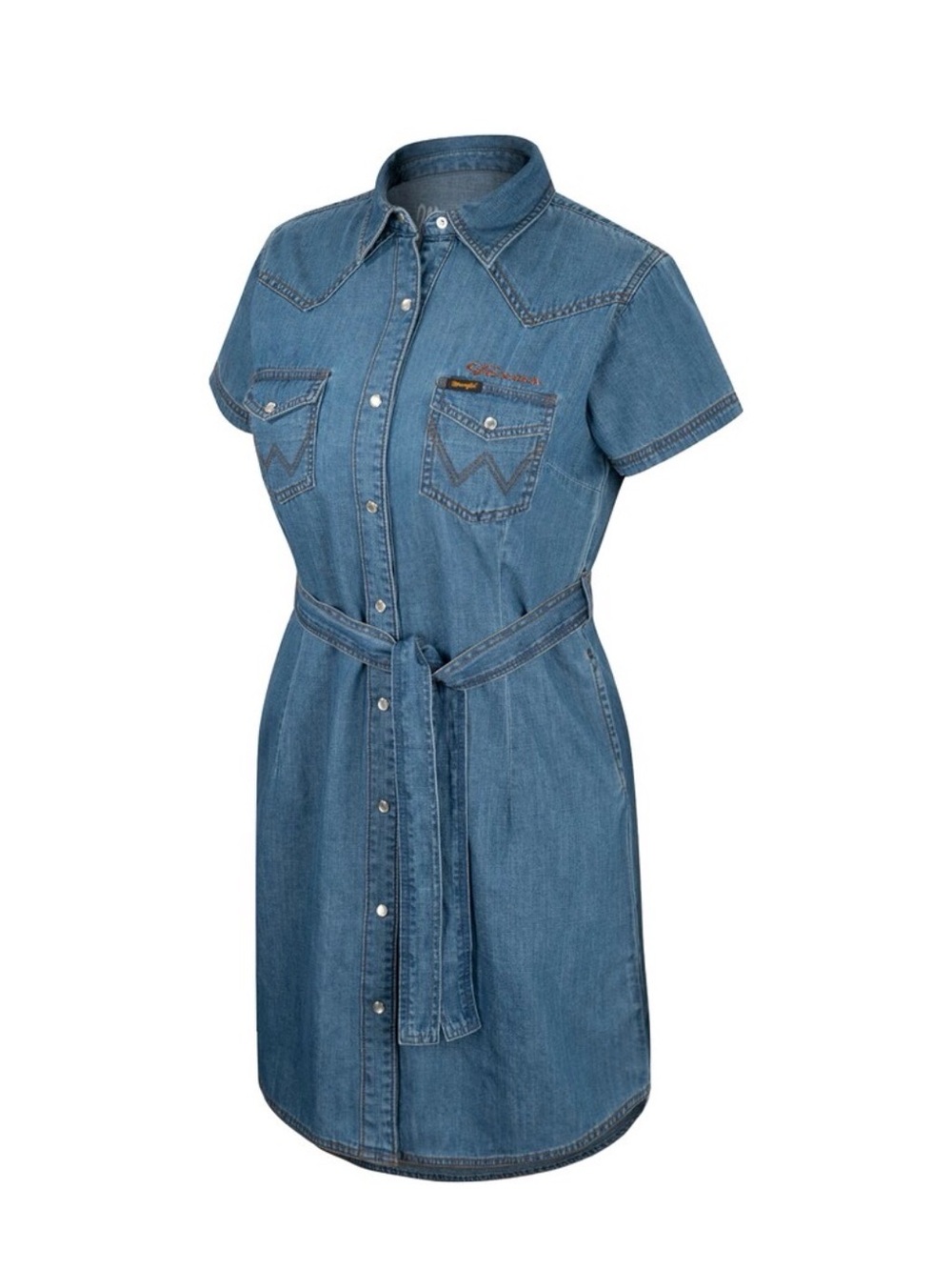 Wrangler Texas UT Longhorn Embroidered Blue Denim Shirt Dress with Belt Size XL